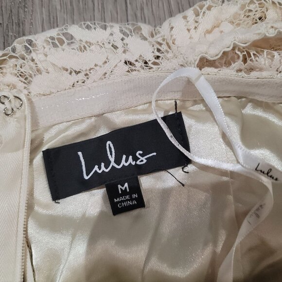Lulus NWT waiting for forever cream Lace Off-The-Shoulder Jumpsuit Medium - Picture 6 of 8